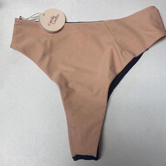 Camila Coelho Andres High Waist Bottom in Black & Nude Medium NWT - Picture 5 of 7